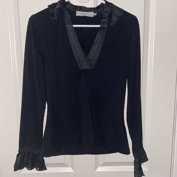 Anne Fontaine Tops - Anne Fontaine Black Open Collar Liberty Blouse